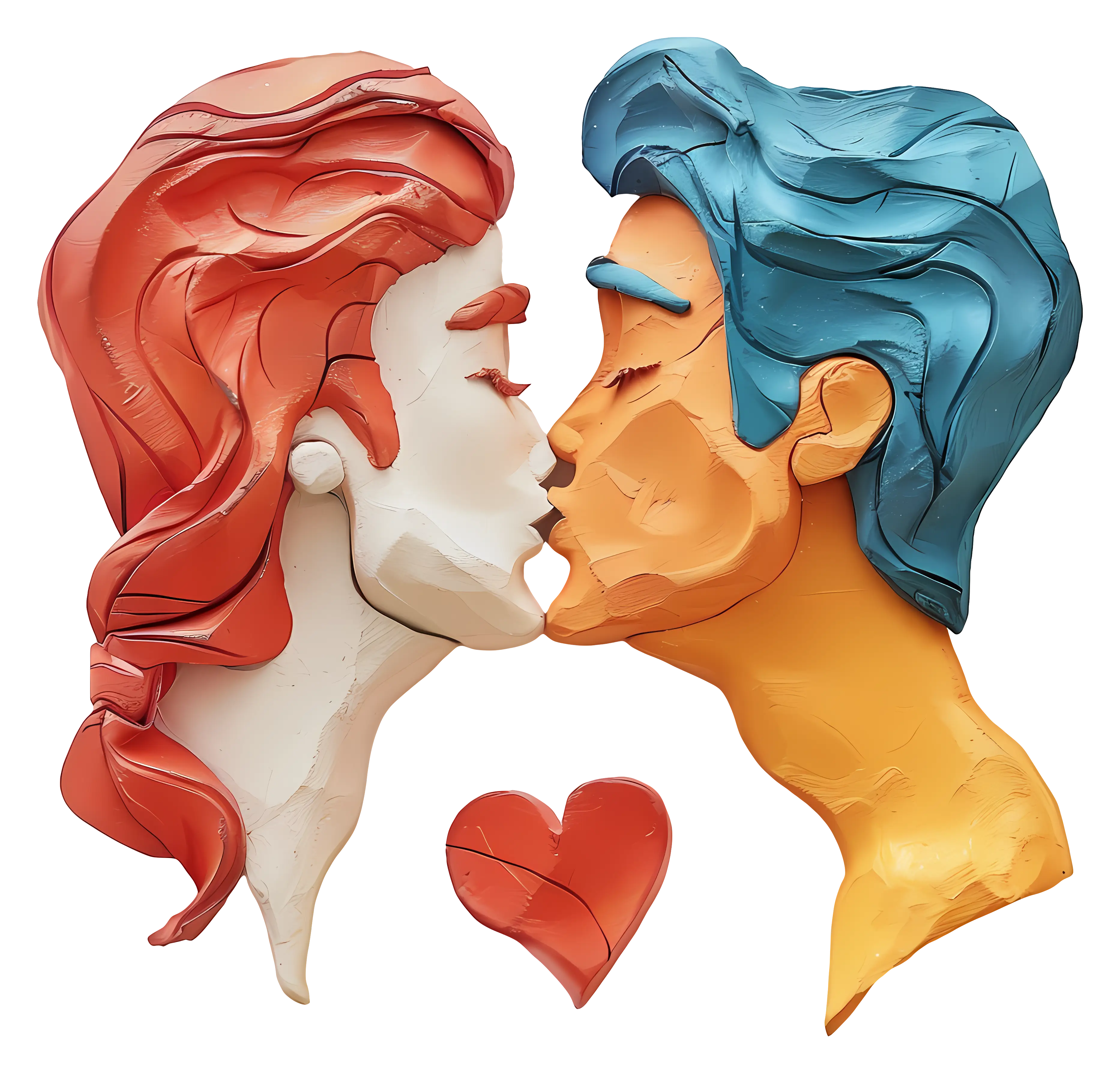 Romantic Couple Kissing Clay Art