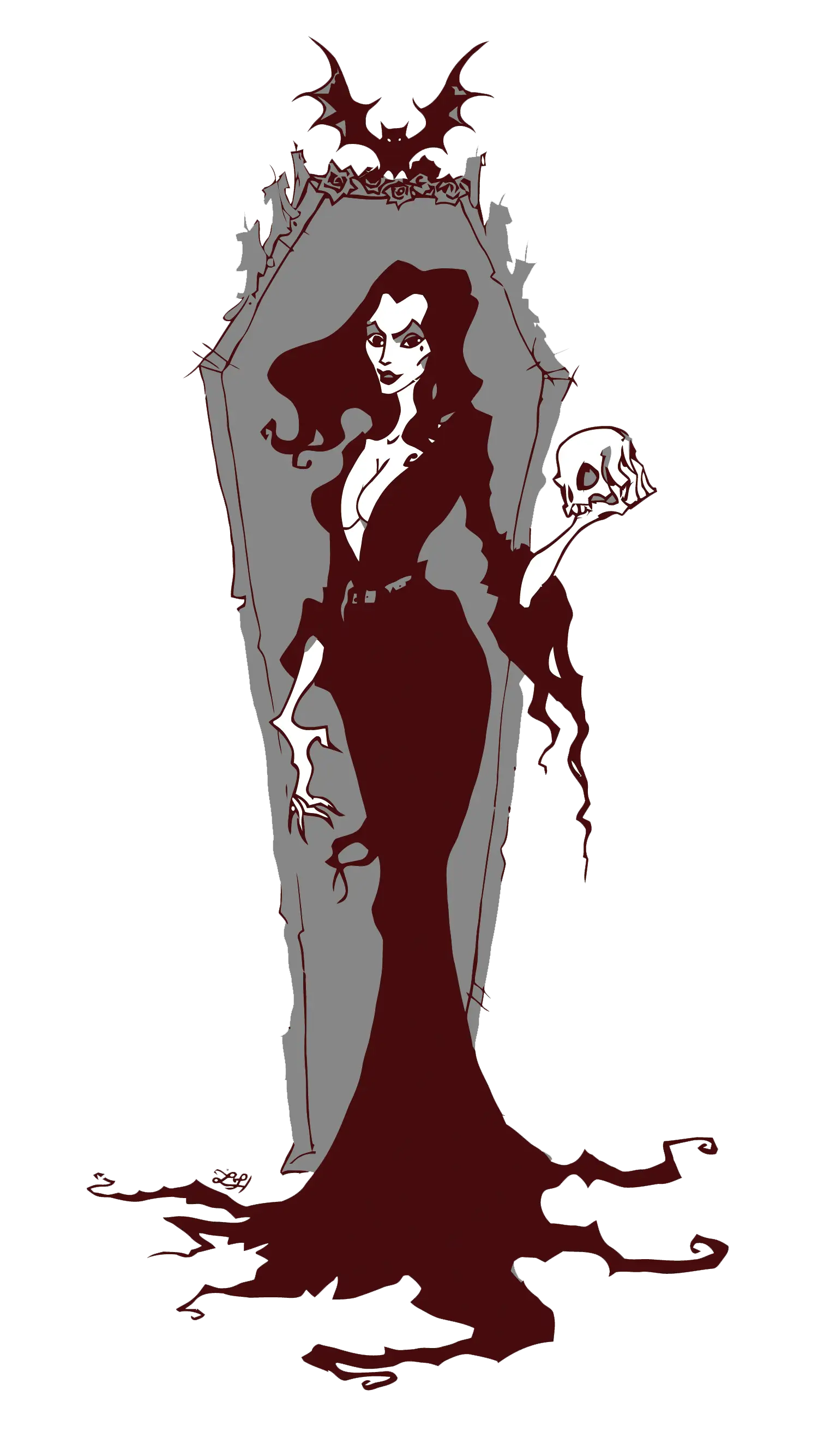 Gothic Woman with Skull