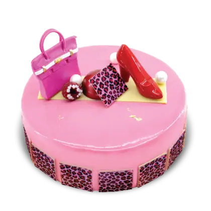 Pink Cake with Fashion Accessories Decoration