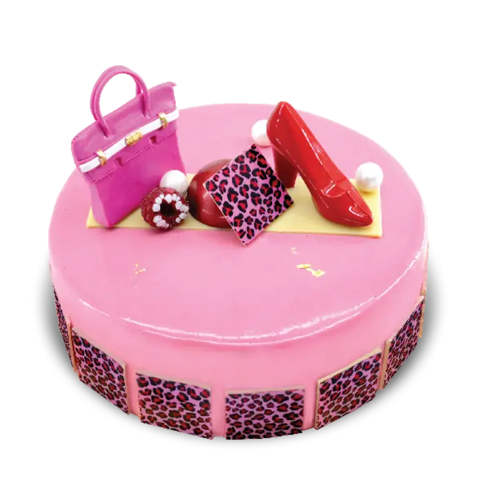 Pink Cake with Fashion Accessories Decoration