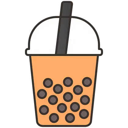 Bubble Tea Cartoon Icon with Tapioca Pearls
