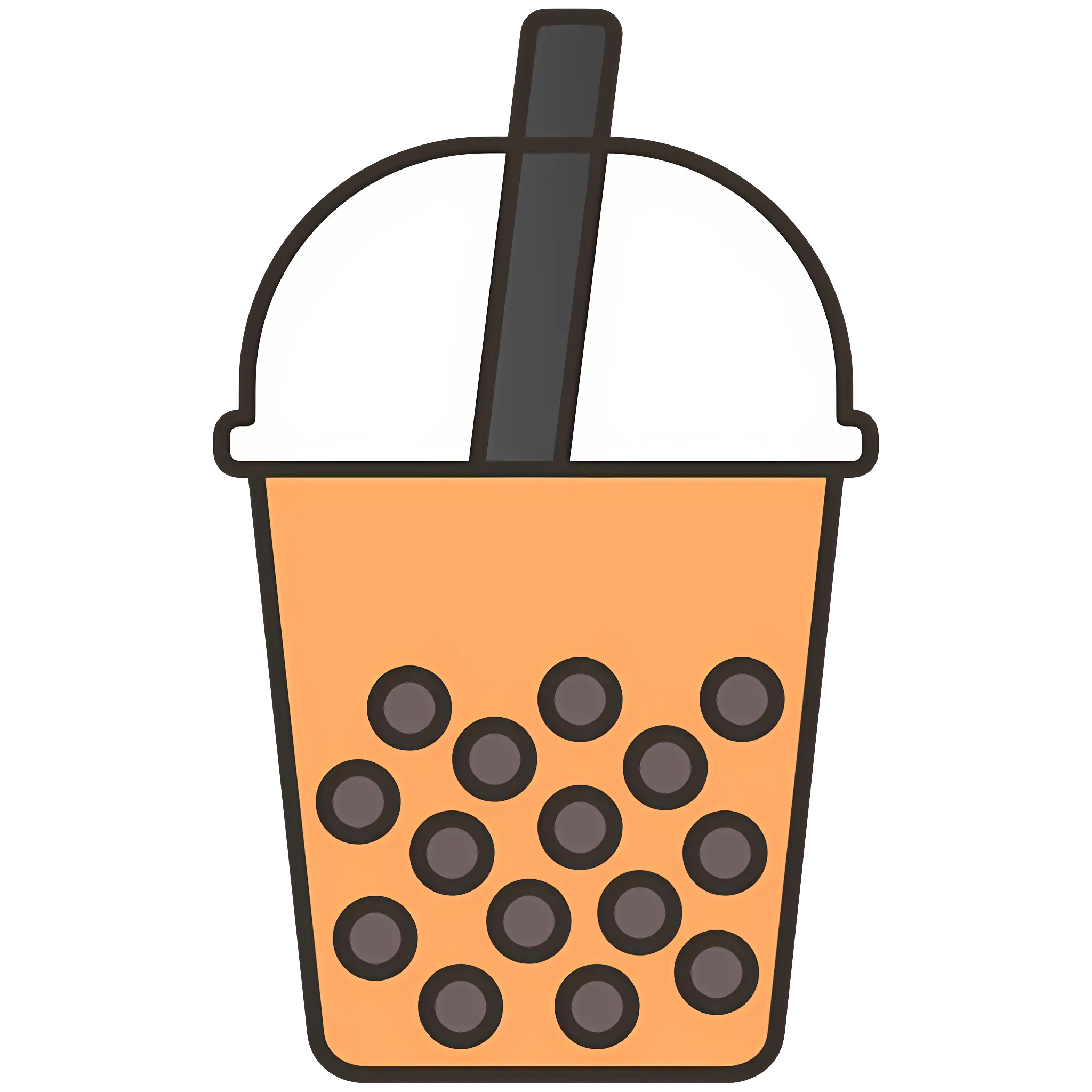 Bubble Tea Cartoon Icon with Tapioca Pearls