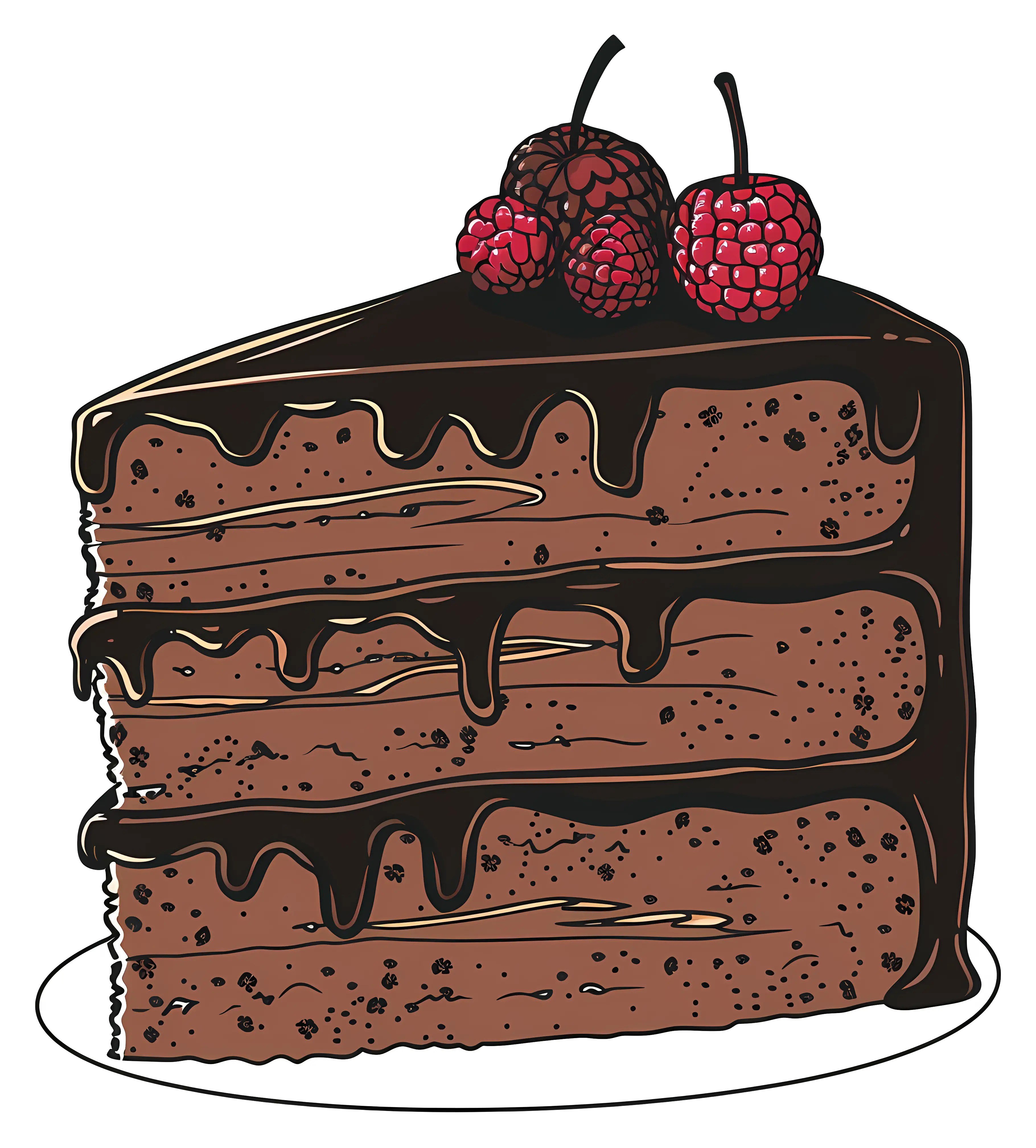 Chocolate Cake Slice with Raspberries