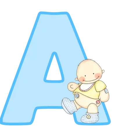 Cute Baby with Letter A Illustration