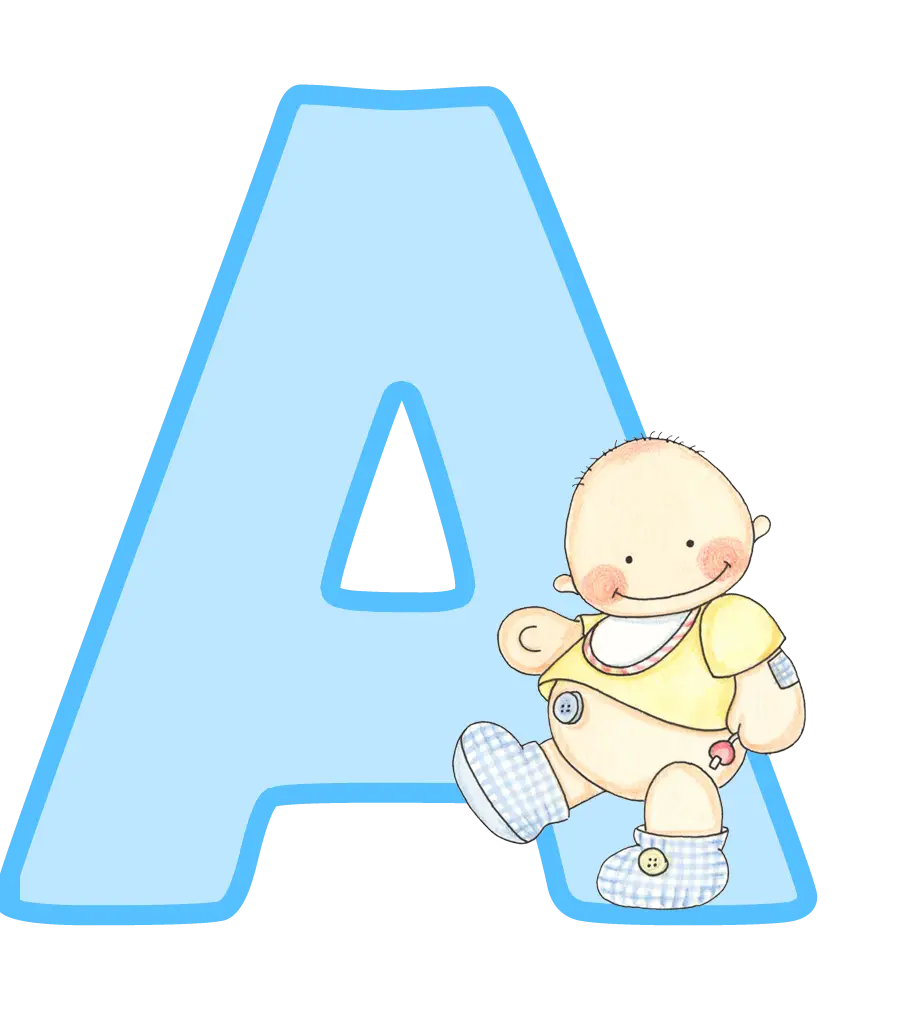 Cute Baby with Letter A Illustration