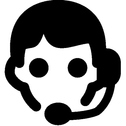 Black Customer Support Icon with Headset