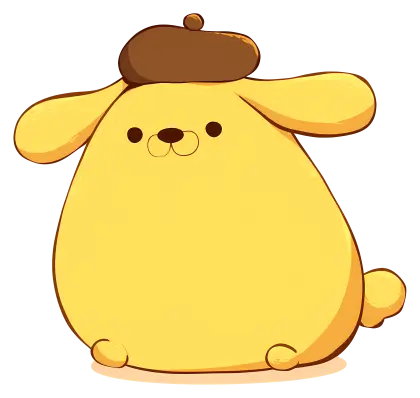 Cute Yellow Cartoon Dog with Hat