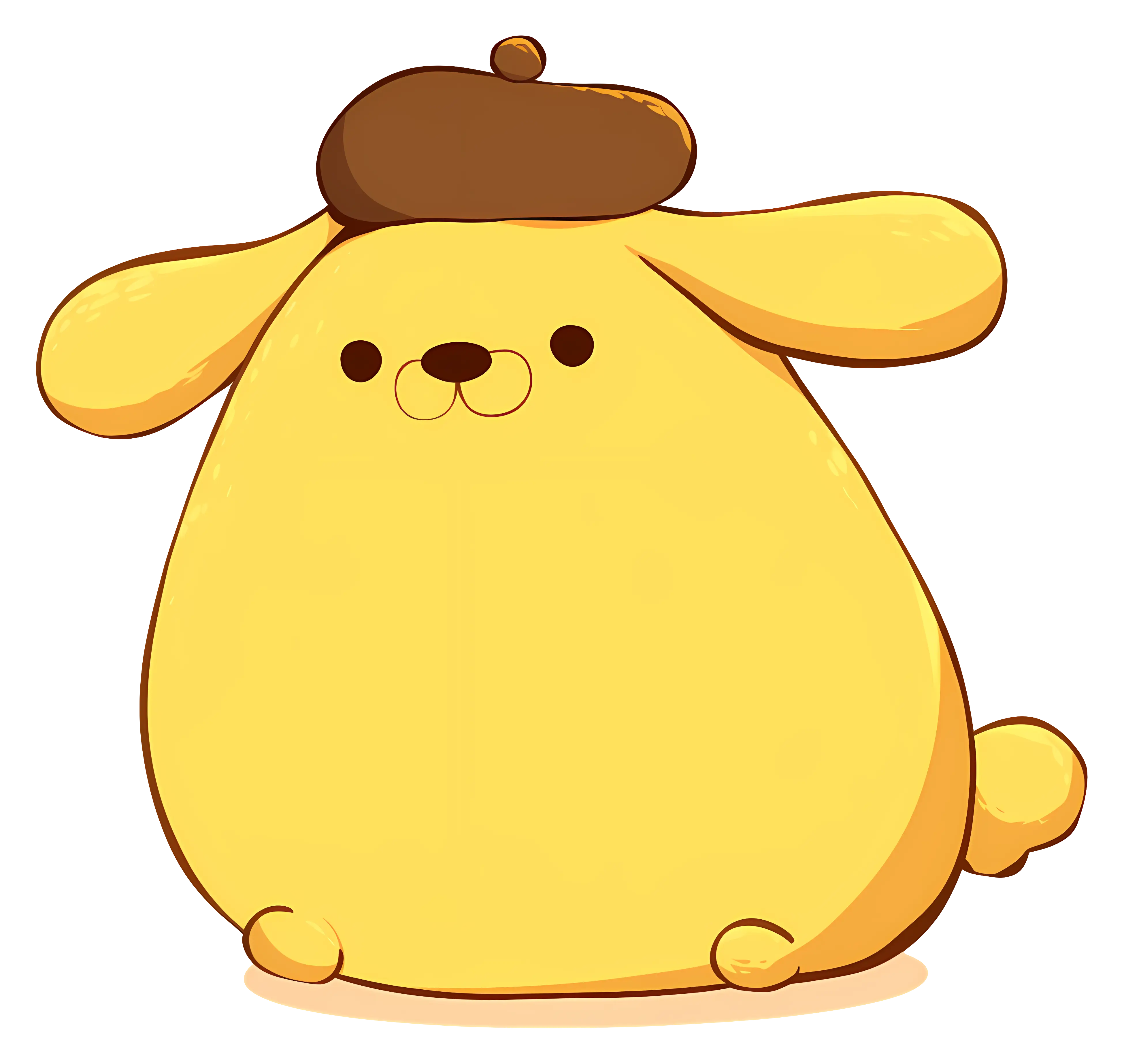 Cute Yellow Cartoon Dog with Hat