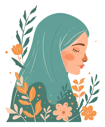 Peaceful Woman with Hijab and Flowers