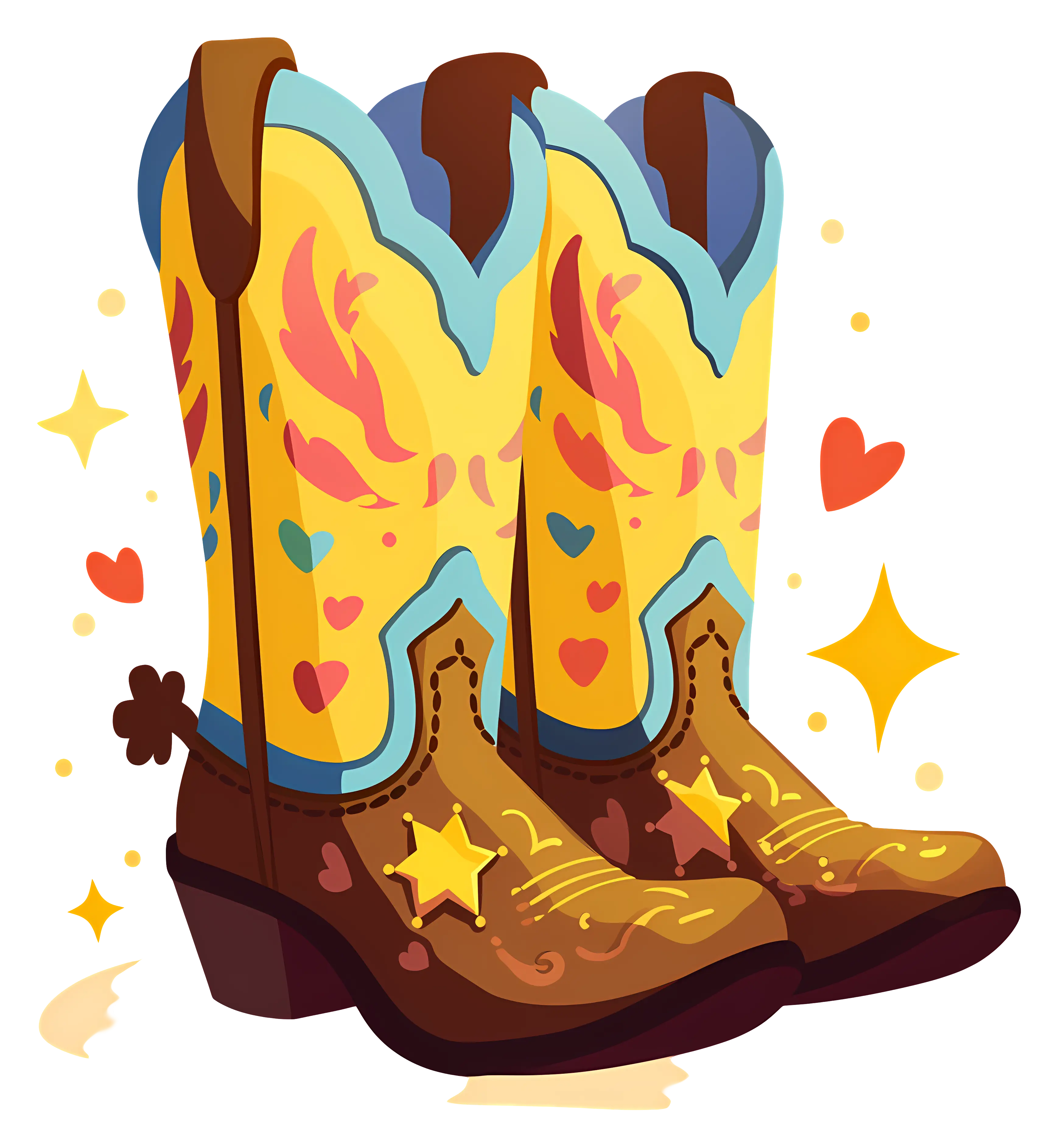 Decorative Cowboy Boots with Star Design