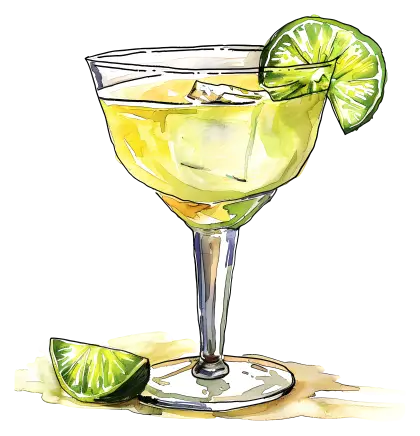 Cooling Margarita Cocktail with Lime Garnish