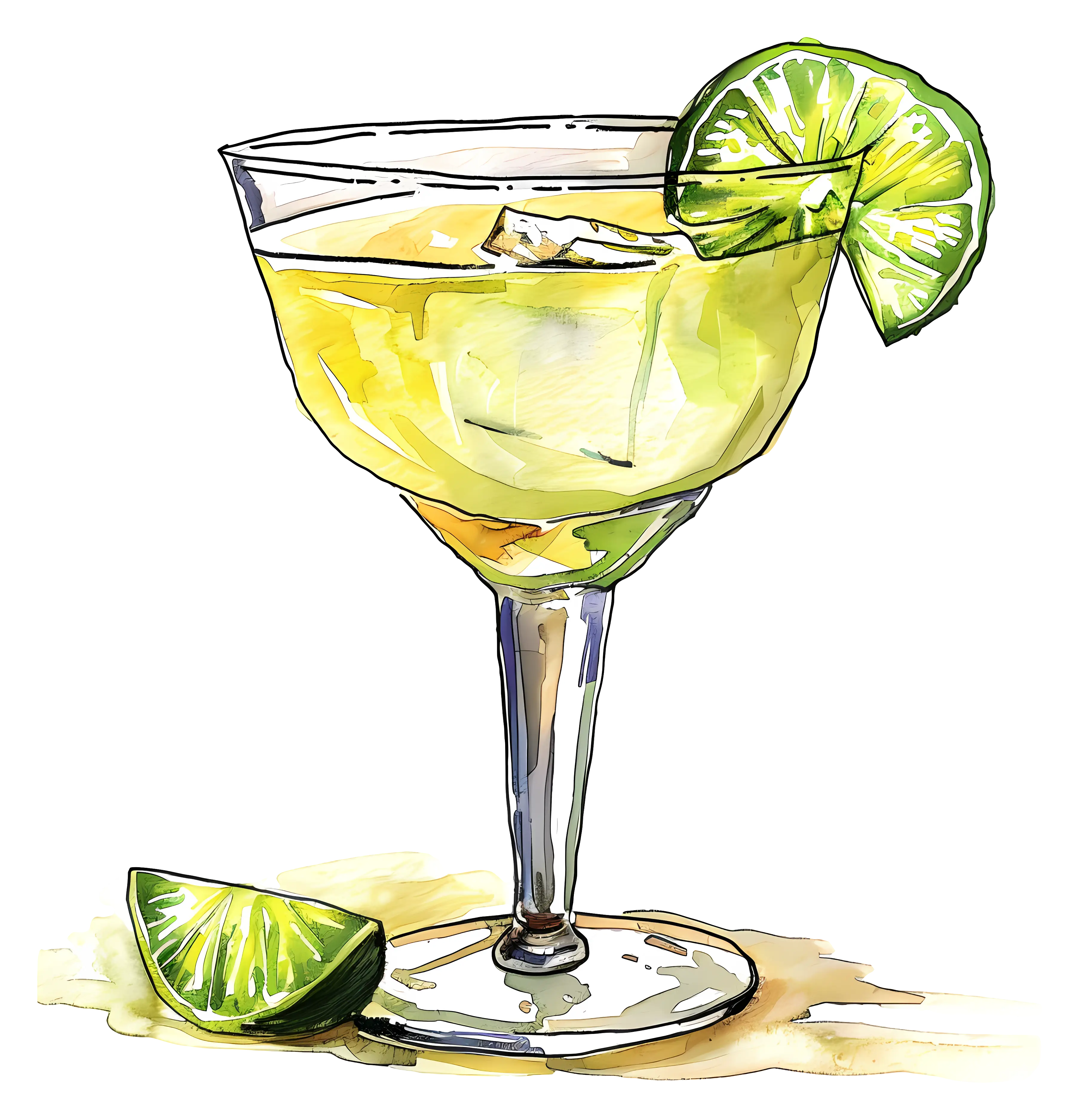Cooling Margarita Cocktail with Lime Garnish