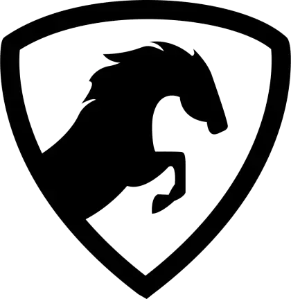 Horse Silhouette in Shield Logo