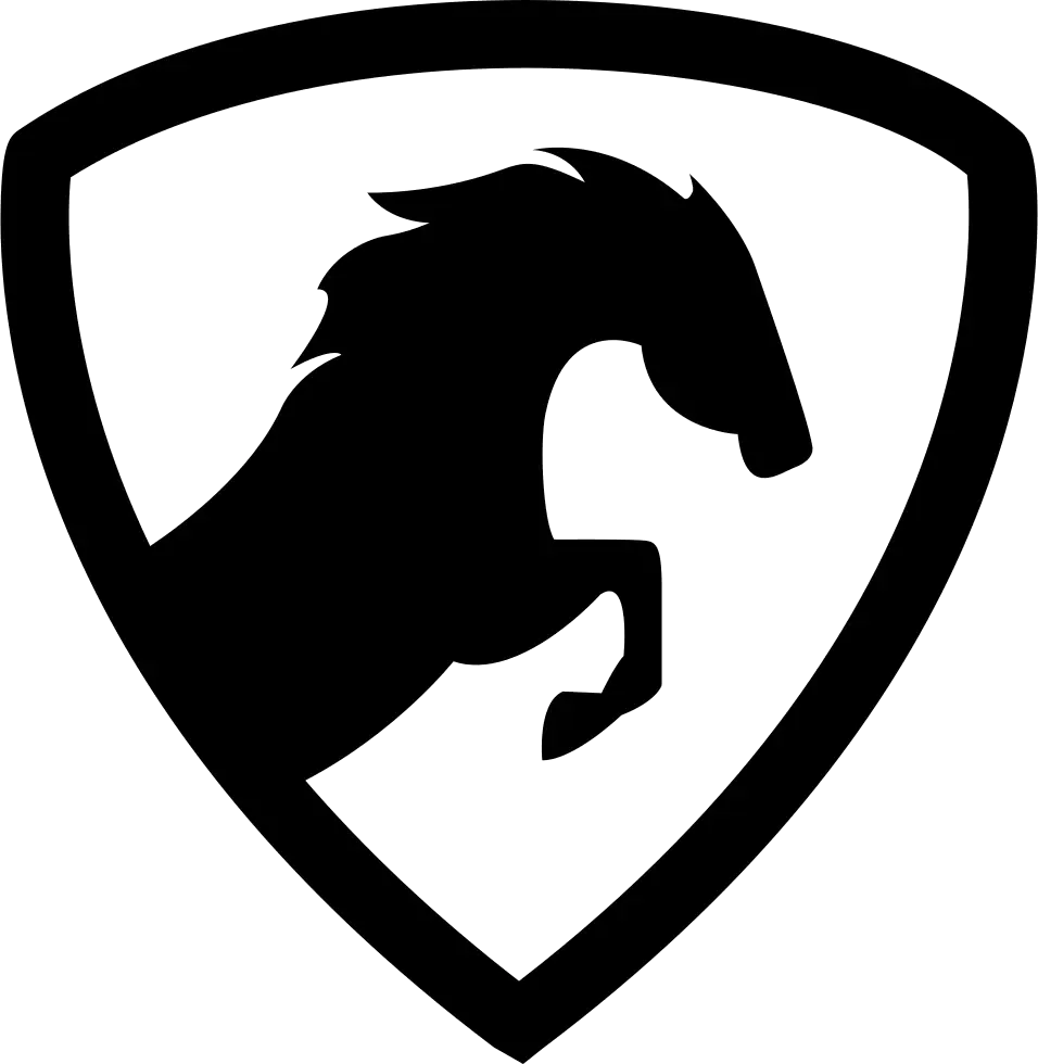 Horse Silhouette in Shield Logo