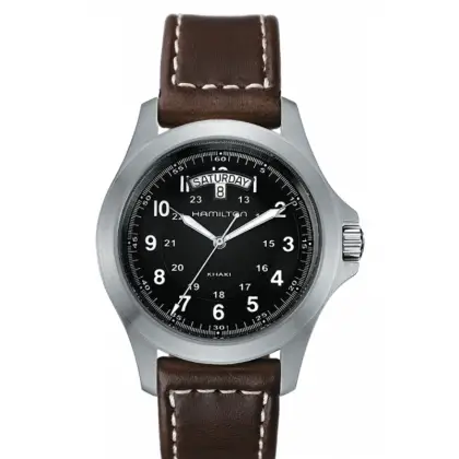 Analog Wristwatch with Brown Leather Strap