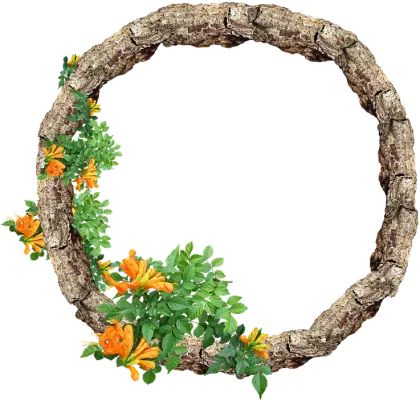 Wooden Wreath with Flowers