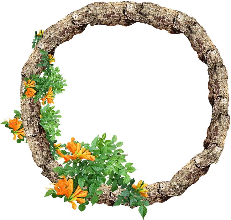 Wooden Wreath with Flowers
