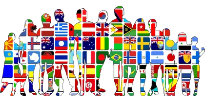 Silhouettes with International Flags