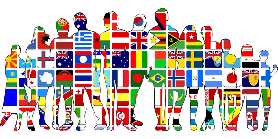 Silhouettes with International Flags