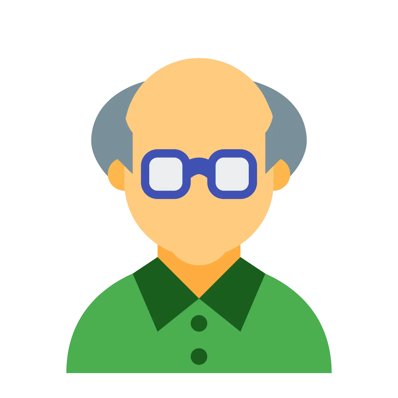 Cartoon Bald Man with Glasses