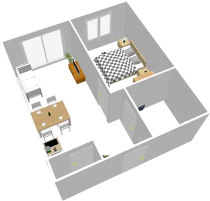 3D Room Plan with Interior Layout
