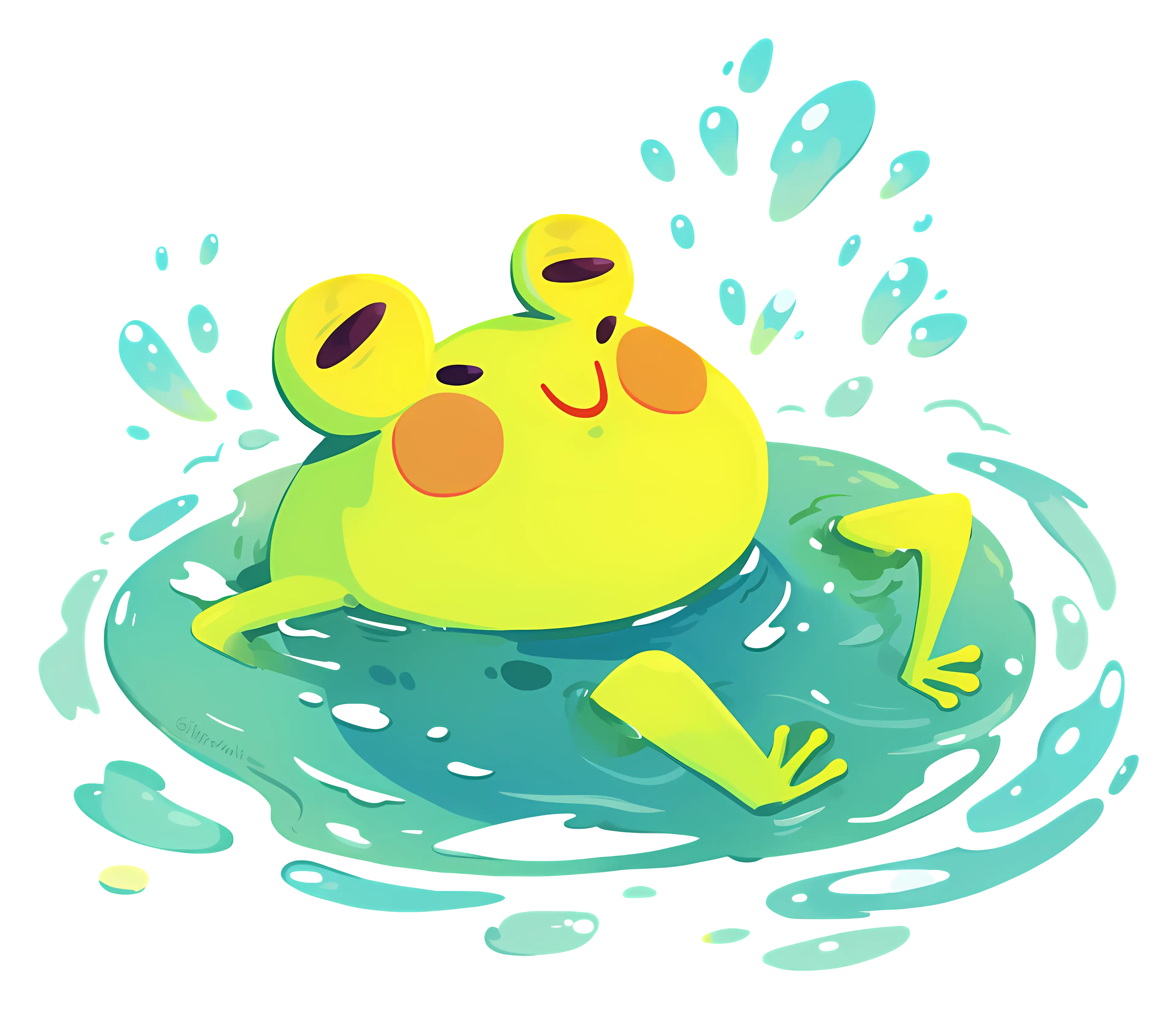 Frog Splashing in Water