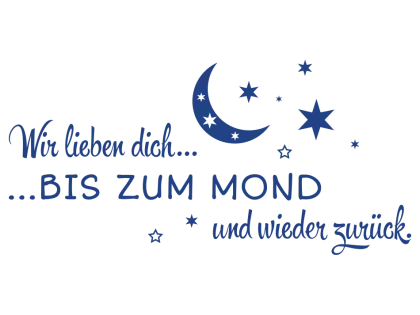 Moon and Stars with German Love Message