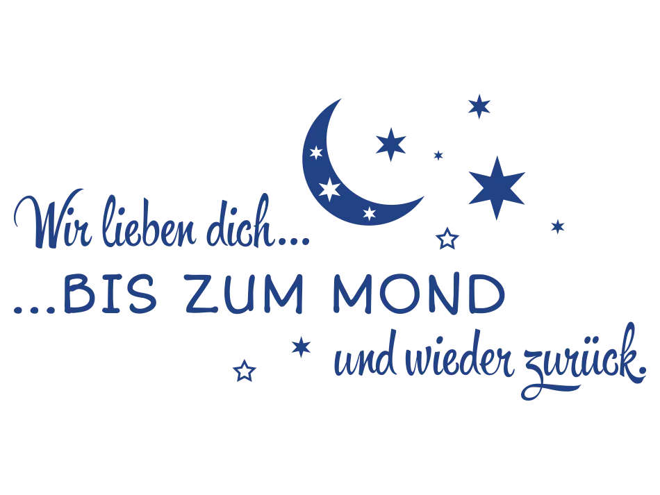 Moon and Stars with German Love Message