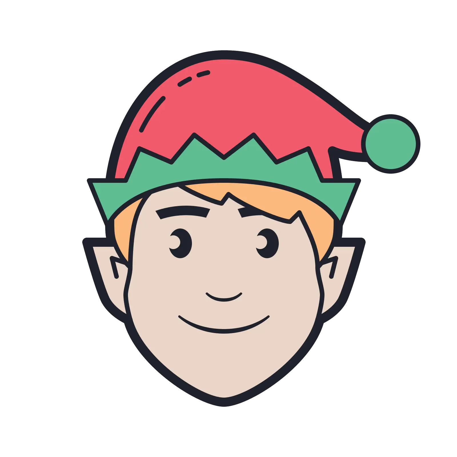 Cartoon Elf Face for Christmas