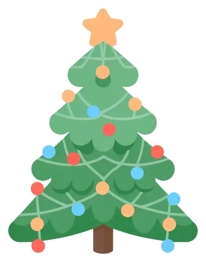 Decorated Green Christmas Tree with Ornaments