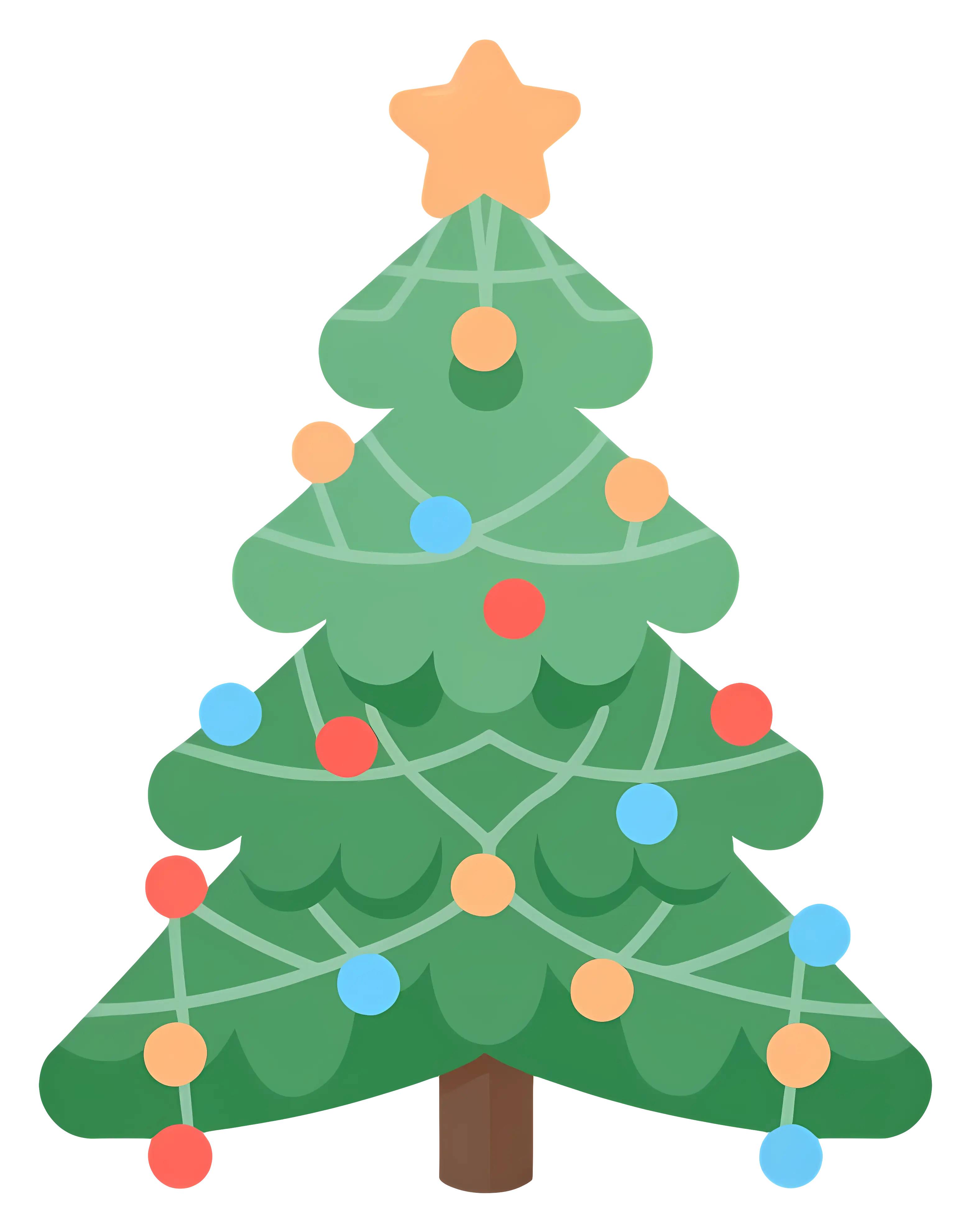 Decorated Green Christmas Tree with Ornaments