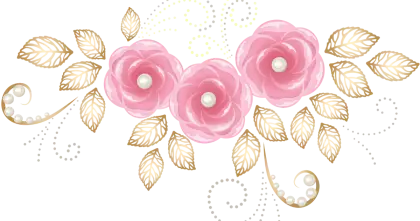 Pink and Gold Rose Bouquet Illustration