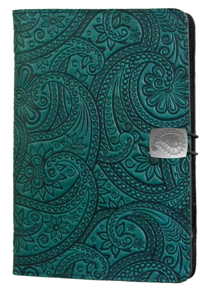 Green Wallet with Embossed Paisley Pattern