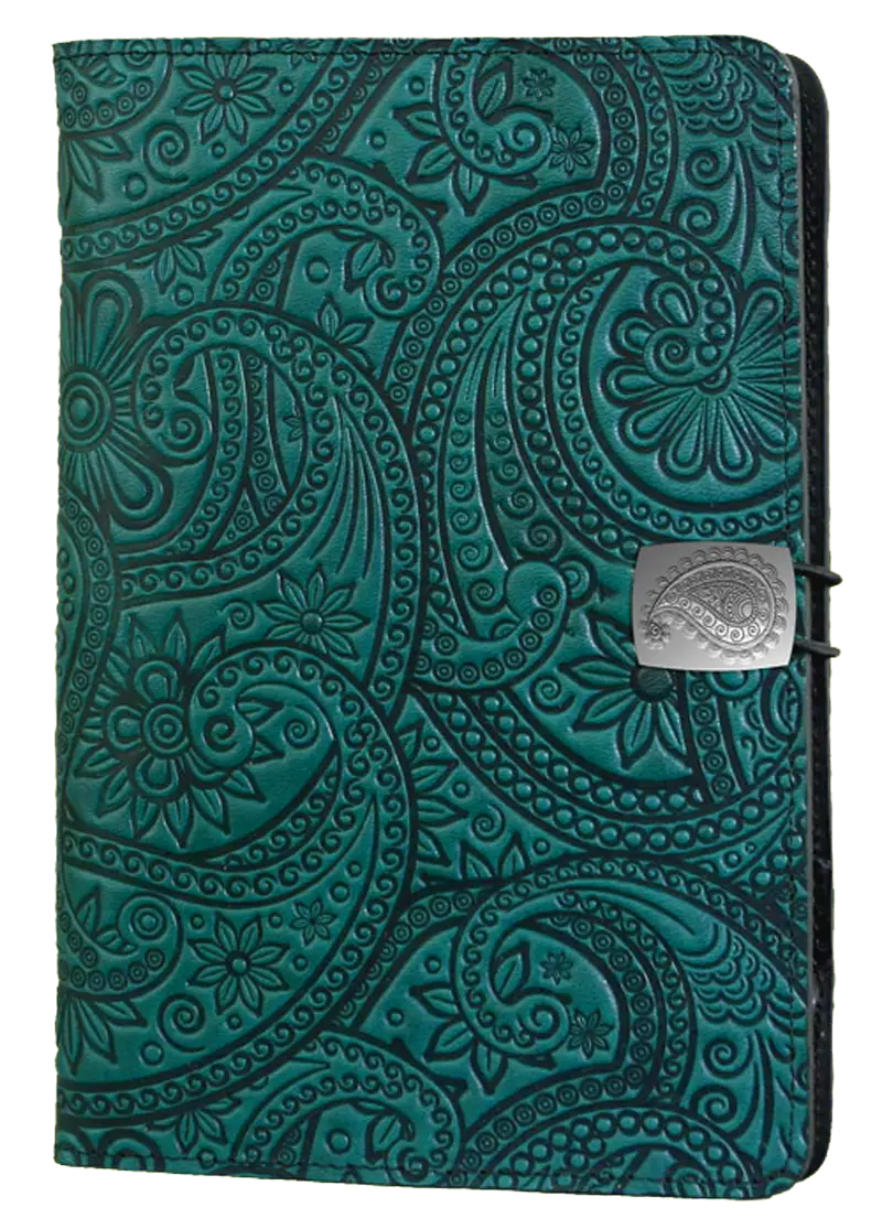 Green Wallet with Embossed Paisley Pattern
