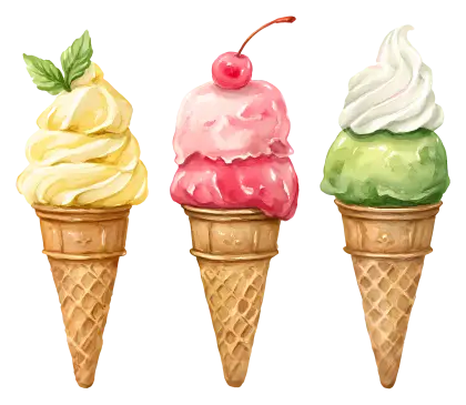 Colorful Ice Cream Cones