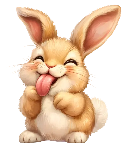 Cute Fluffy Bunny with a Playful Expression