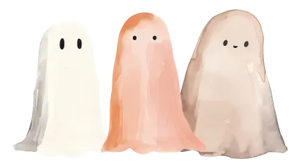 Cute Pastel Ghosts Illustration for Halloween