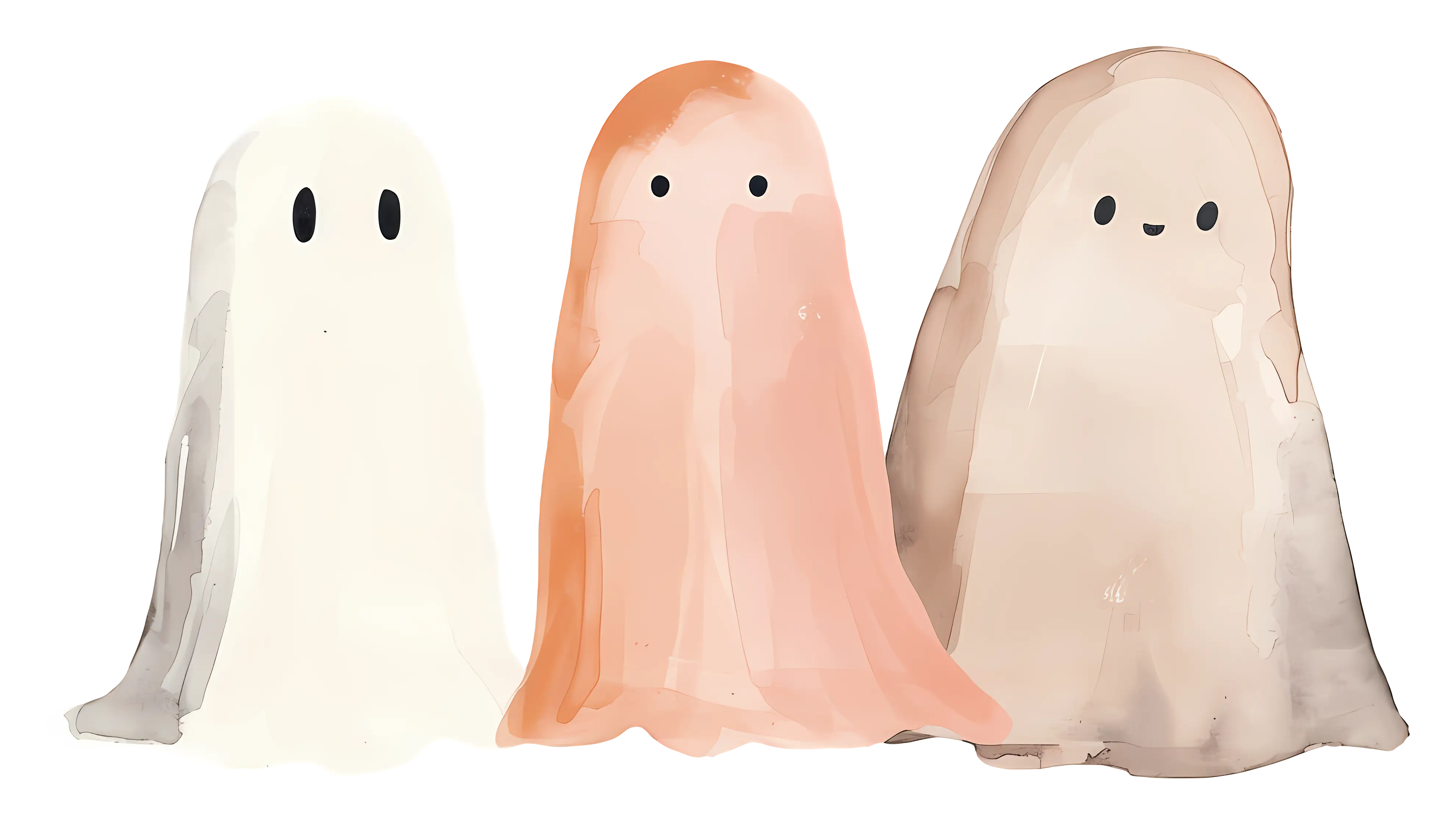 Cute Pastel Ghosts Illustration for Halloween