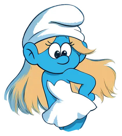 Blue Cartoon Character with Blonde Hair