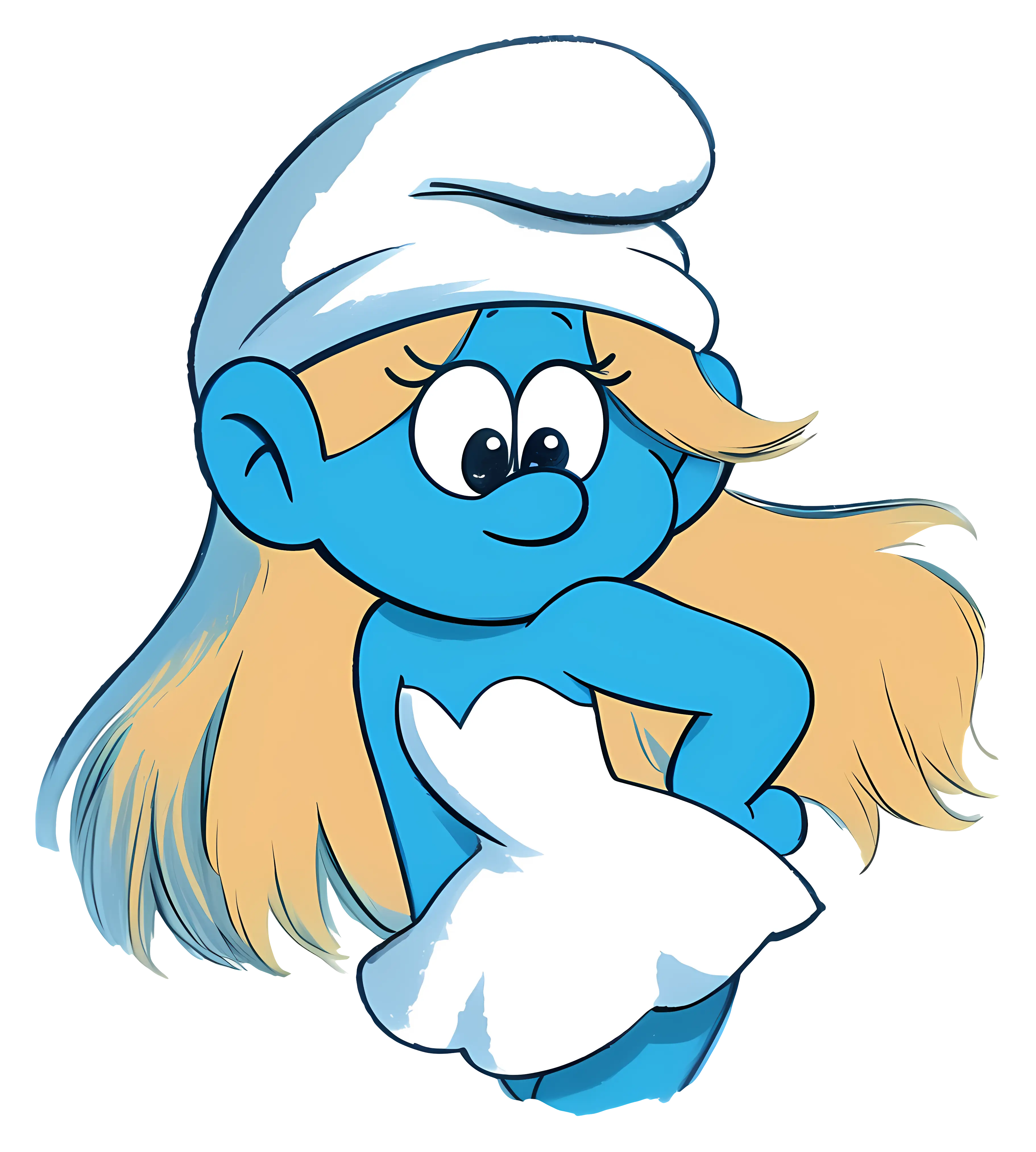 Blue Cartoon Character with Blonde Hair