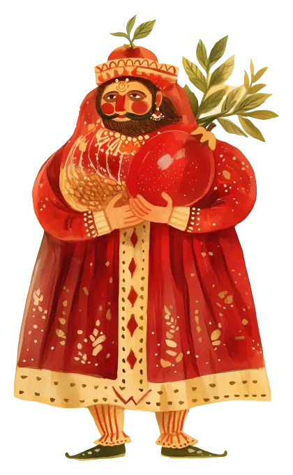 Red Robed Figure with Pomegranate
