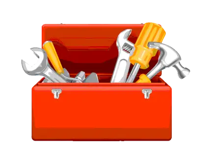 Red Toolbox with Assorted Tools