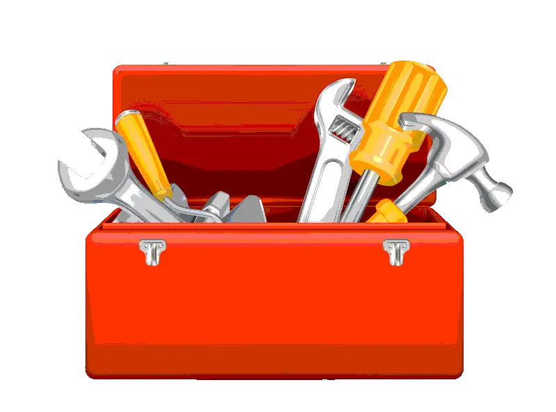 Red Toolbox with Assorted Tools