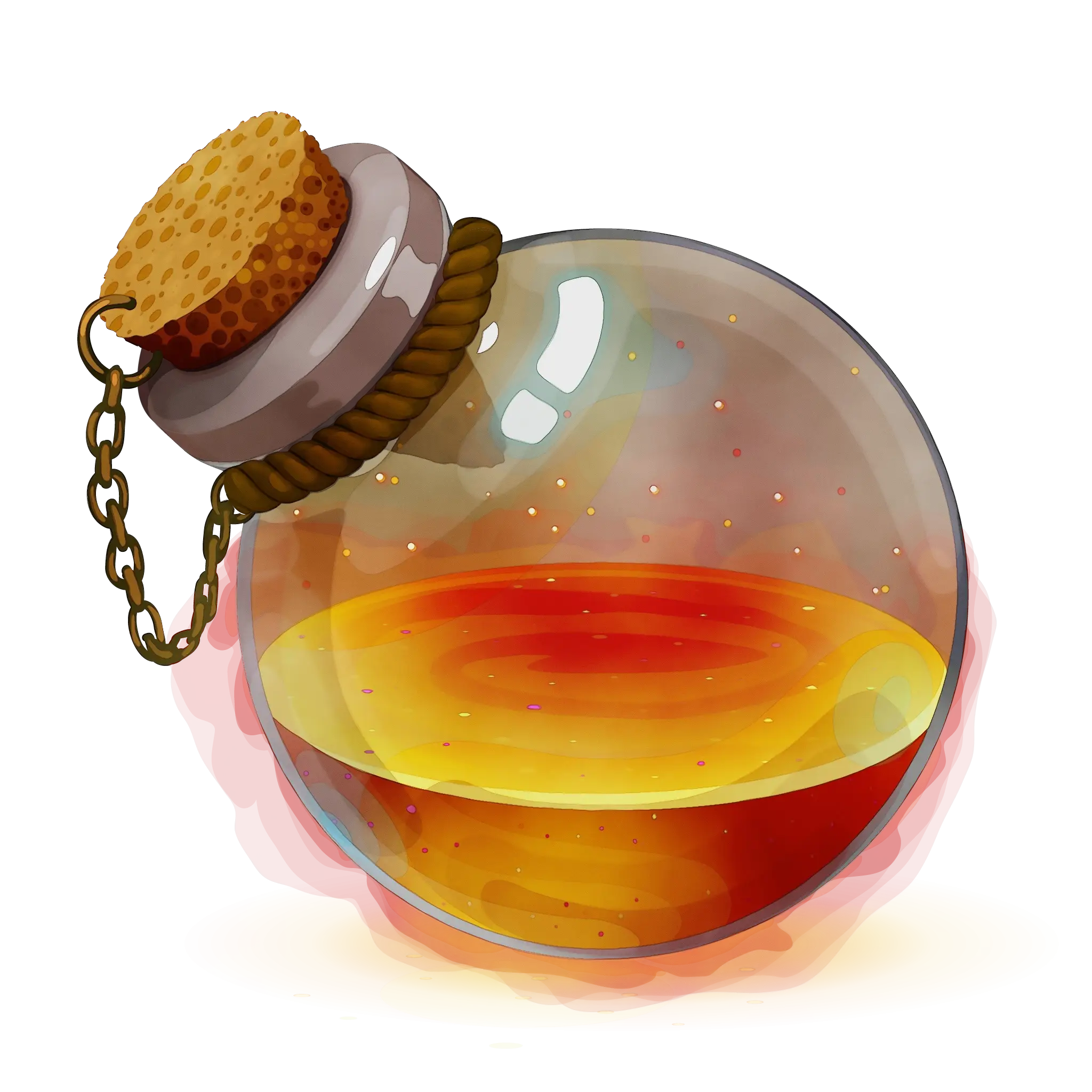 Glass Potion Bottle with Golden Liquid