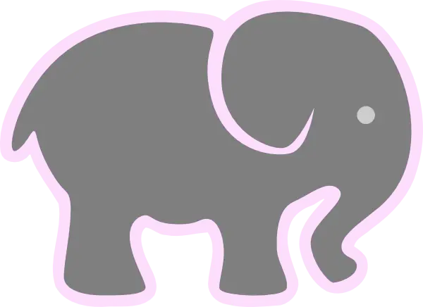 Gray Cartoon Style Elephant Illustration