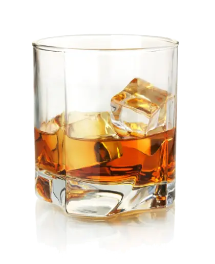 Glass of Whiskey with Ice Cubes