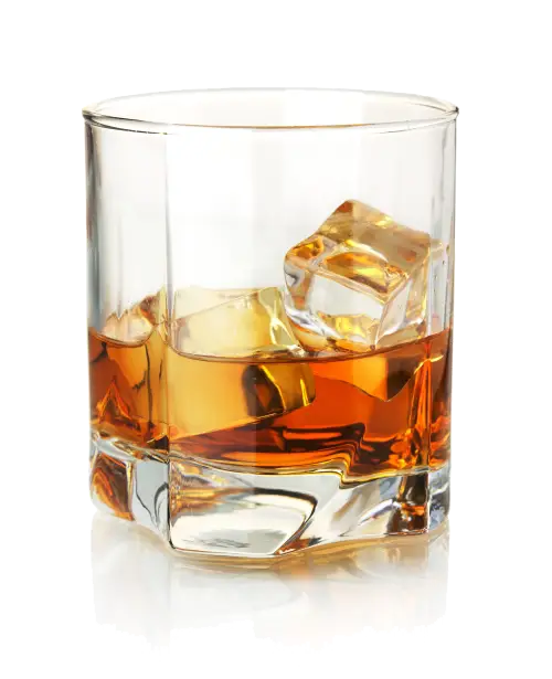 Glass of Whiskey with Ice Cubes