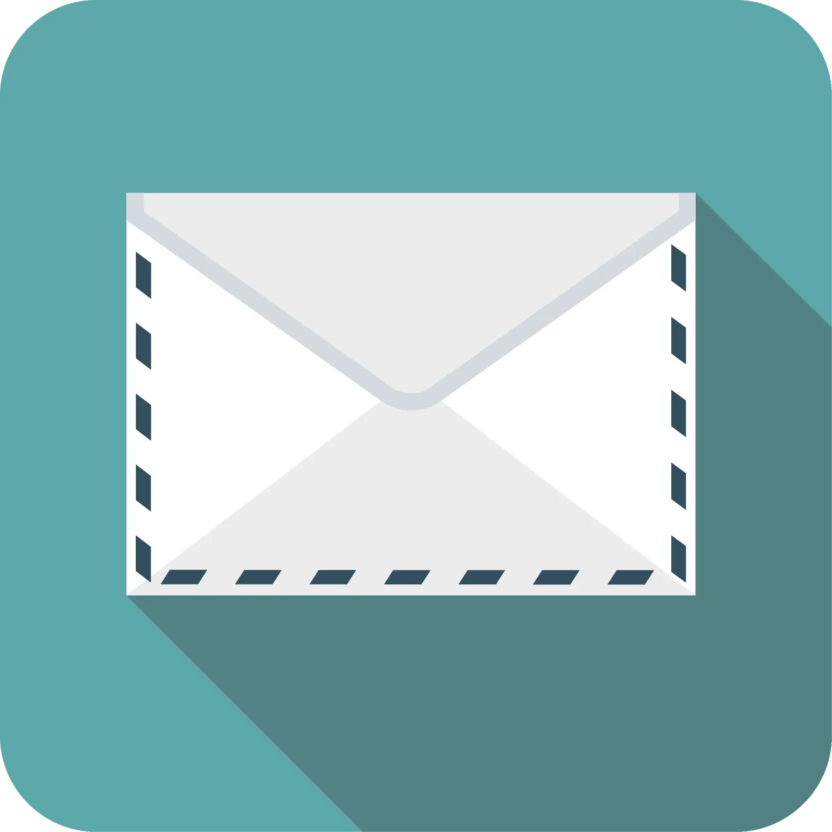 Flat Envelope Icon in Long Shadow Style