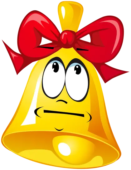 Cartoon Yellow Bell with Red Ribbon