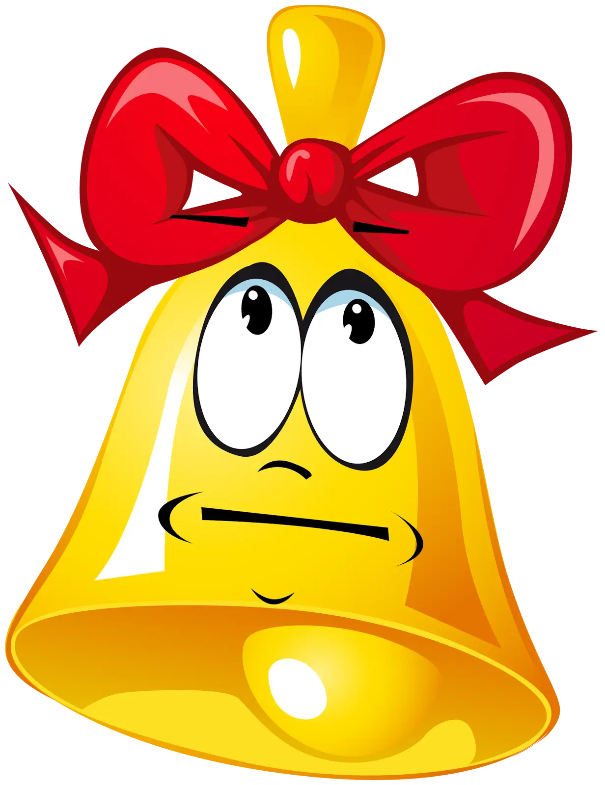 Cartoon Yellow Bell with Red Ribbon